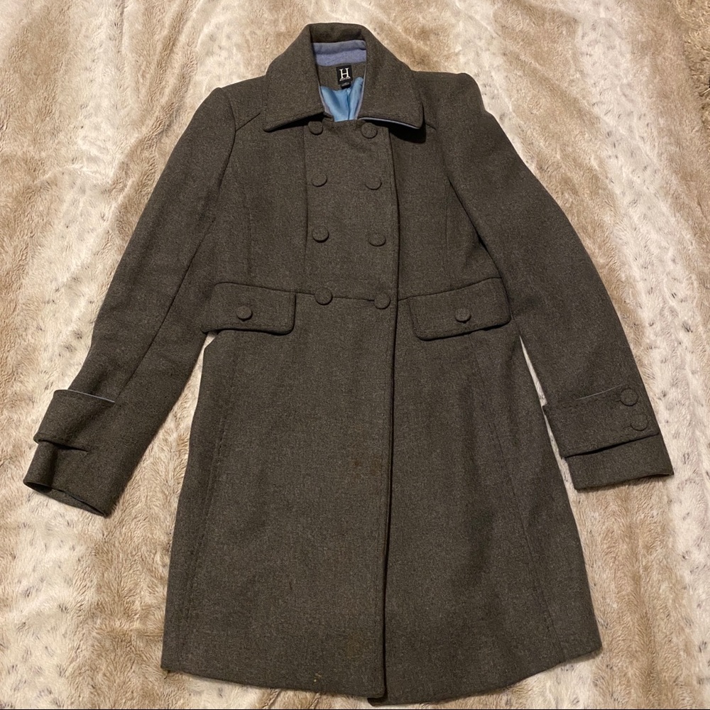 Tommy Hilfiger Wool Trench Coat Grey - Size Small